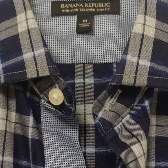 Banana Republic Blue Plaid Slim Fit Shirt. Medium 15 - 15 1/2 - Picture 5 of 10